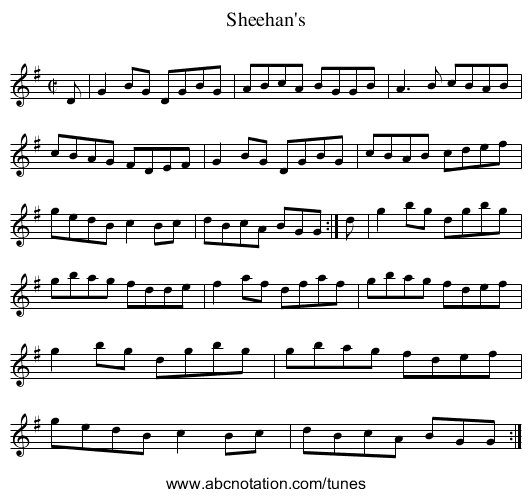 Sheehan's - staff notation