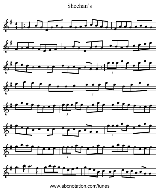 Sheehan’s - staff notation