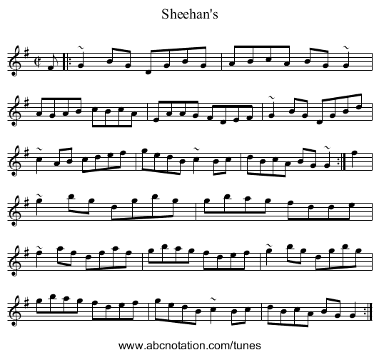 Sheehan's - staff notation