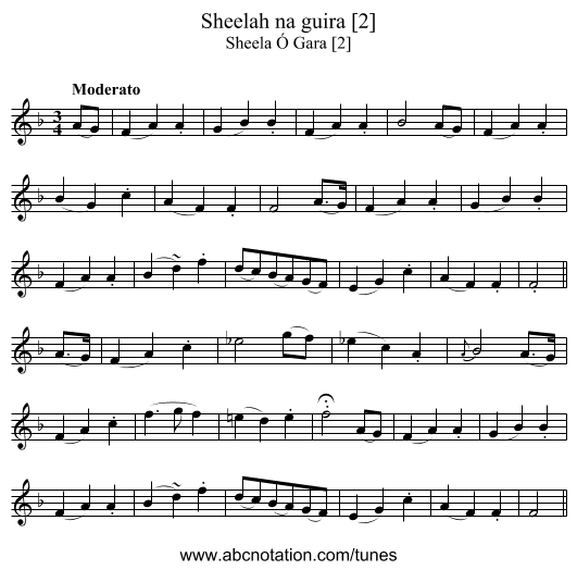 Sheelah na guira [2] - staff notation