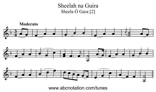 Sheelah na Guira - staff notation