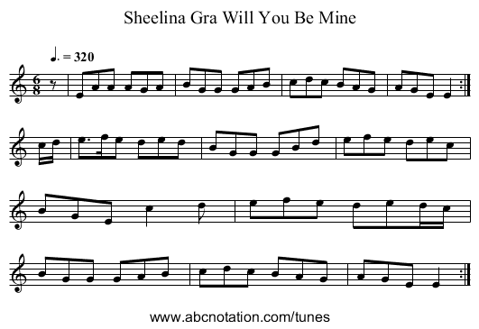 Sheelina Gra Will You Be Mine - staff notation
