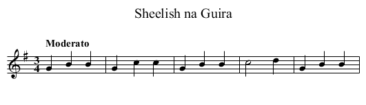 Sheelish na Guira - staff notation