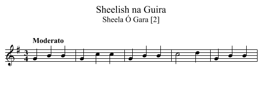 Sheelish na Guira - staff notation