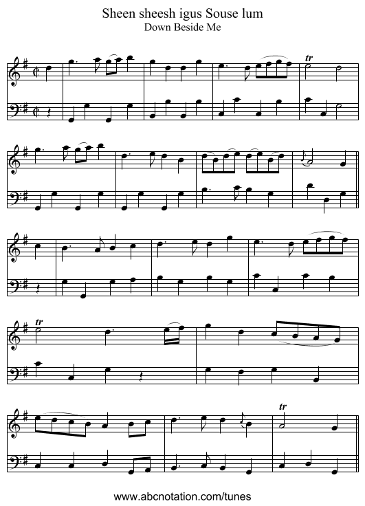 Sheen sheesh igus Souse lum - staff notation