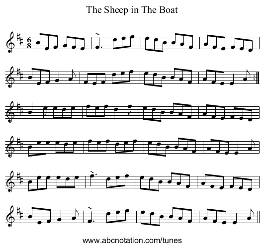 Sheep in The Boat, The - staff notation