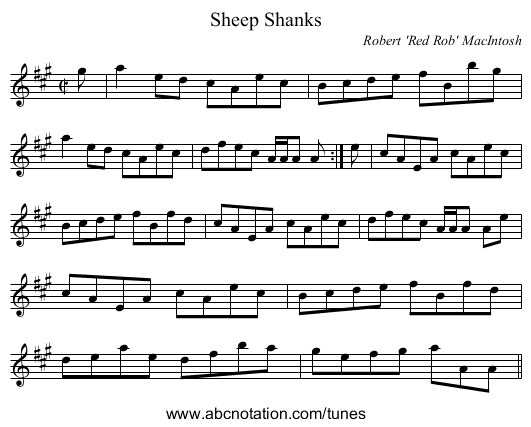 Sheep Shanks - staff notation
