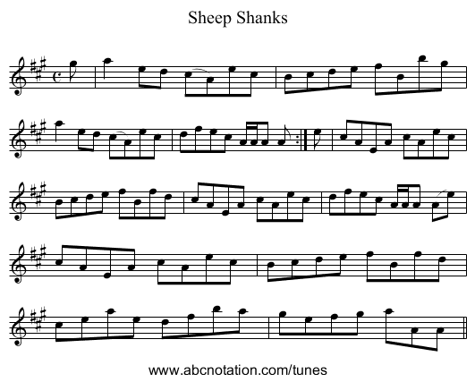 Sheep Shanks - staff notation