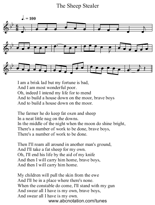Sheep Stealer, The - staff notation