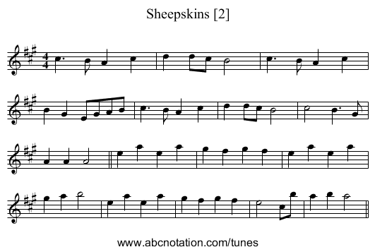 Sheepskins [2] - staff notation