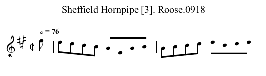 Sheffield Hornpipe [3]. Roose.0918 - staff notation