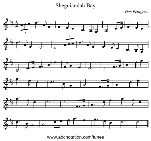 Sheguiandah Bay - staff notation
