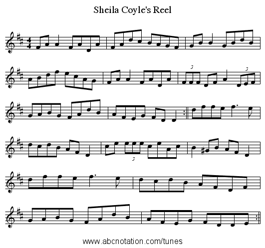 Sheila Coyle's Reel - staff notation