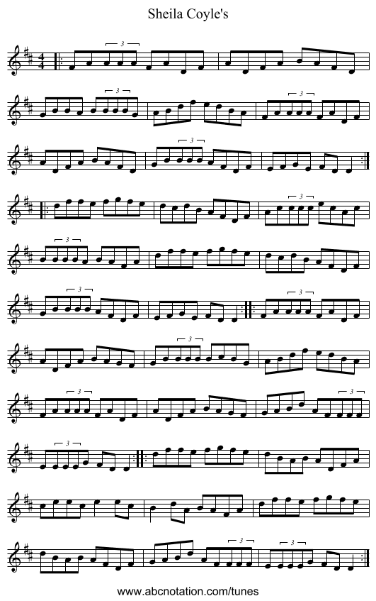 Sheila Coyle's - staff notation