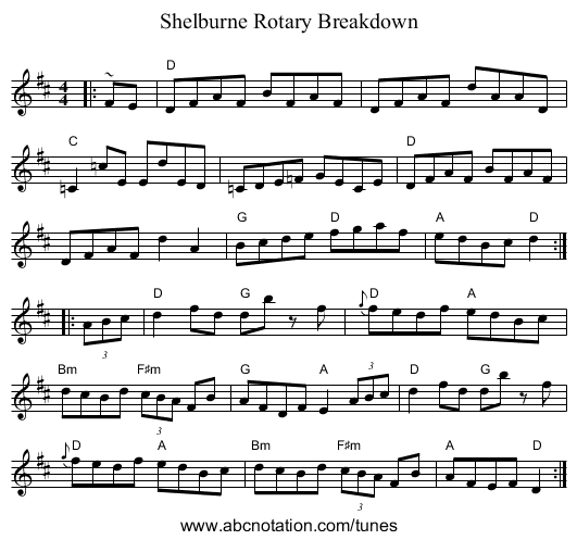 Shelburne Rotary Breakdown - staff notation
