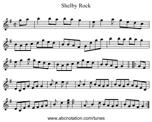 Shelby Rock - staff notation