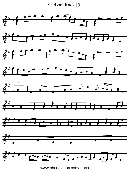 Shelvin' Rock [5] - staff notation