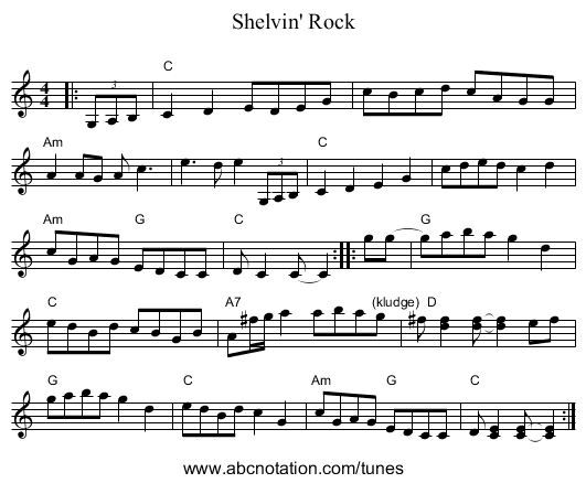 Shelvin' Rock - staff notation