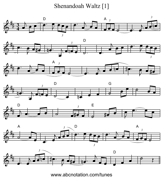 Shenandoah Waltz [1] - staff notation