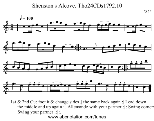 Shenston's Alcove. Tho24CDs1792.10 - staff notation