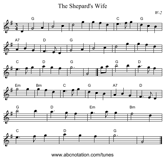Shepard's Wife, The - staff notation