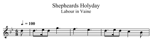 Shepheards Holyday - staff notation