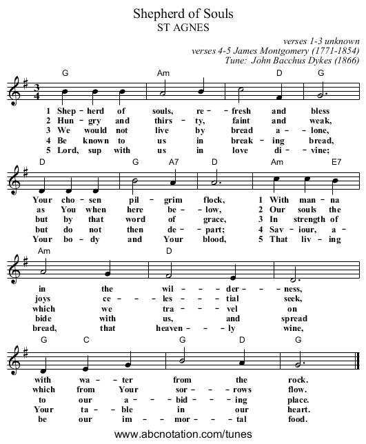 Shepherd of Souls - staff notation