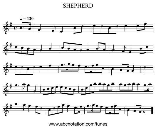 SHEPHERD - staff notation