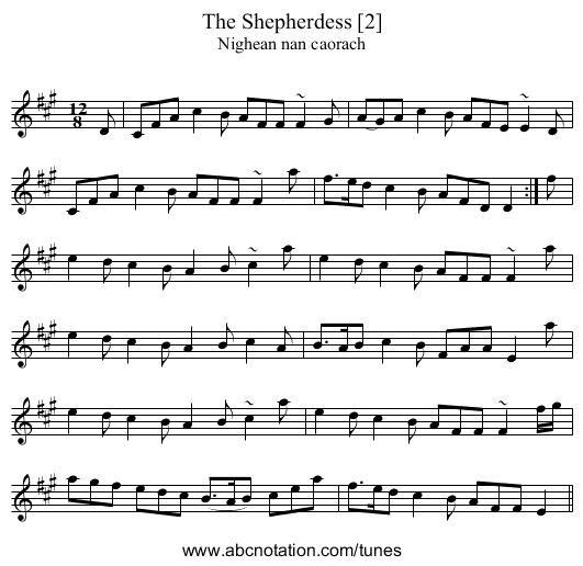 Shepherdess [2], The - staff notation