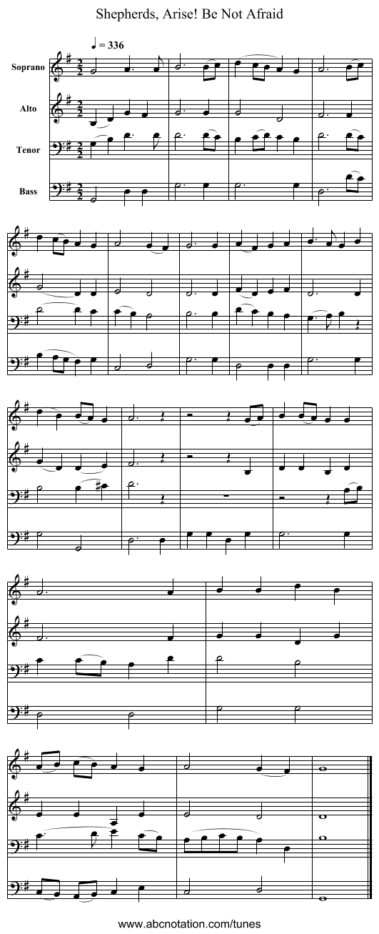Shepherds, Arise! Be Not Afraid - staff notation