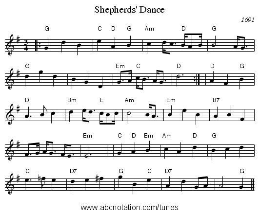 Shepherds' Dance - staff notation