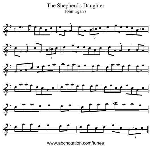 Shepherd's Daughter, The - staff notation