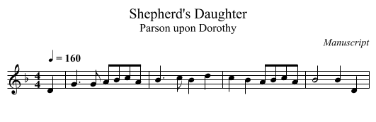 Shepherd's Daughter - staff notation