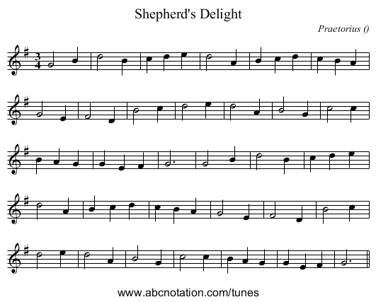 Shepherd's Delight - staff notation