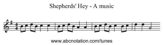 Shepherds' Hey - A music - staff notation