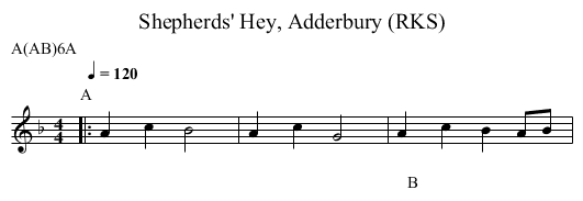 Shepherds' Hey, Adderbury (RKS) - staff notation