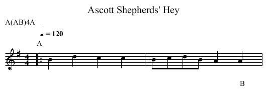 Shepherds' Hey, Ascott - staff notation