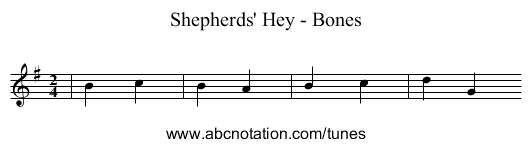 Shepherds' Hey - Bones - staff notation