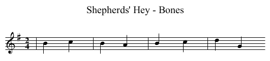 Shepherds' Hey - Bones - staff notation
