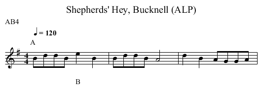 Shepherds' Hey, Bucknell (ALP) - staff notation