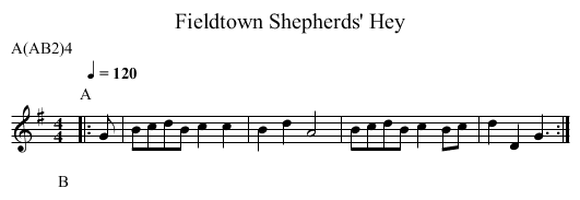 Shepherds' Hey, Fieldtown - staff notation