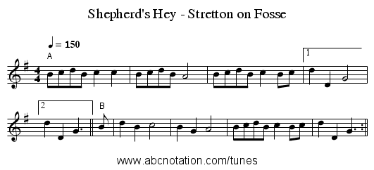 Shepherd's Hey - Stretton on Fosse - staff notation