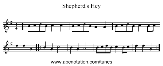 Shepherd's Hey - staff notation