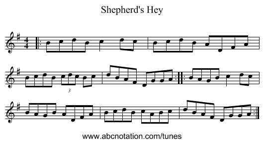 Shepherd's Hey - staff notation