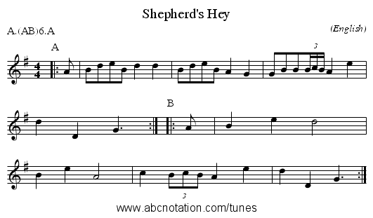 Shepherd's Hey - staff notation