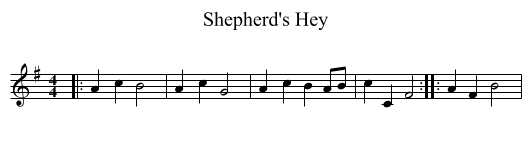 Shepherd's Hey - staff notation