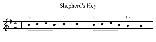 Shepherd's Hey - staff notation