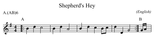 Shepherd's Hey - staff notation