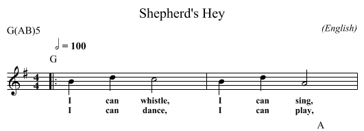 Shepherd's Hey - staff notation