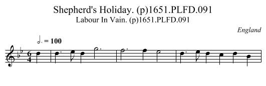 Shepherd's Holiday. (p)1651.PLFD.091 - staff notation